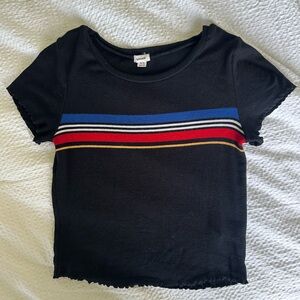 Garage Black Baby Tee with Stripes Size Medium